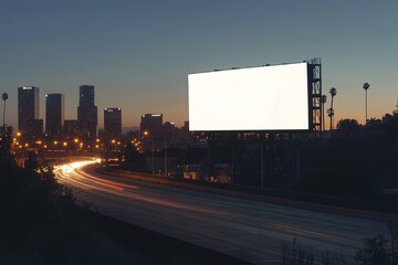 Blank billboard in Times Square at night