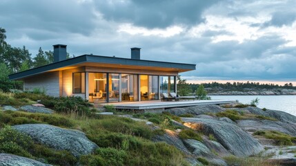 Modern Coastal Home Surrounded by Nature with Seaside View