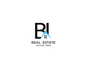 Modern Letter BI and real estate logo design