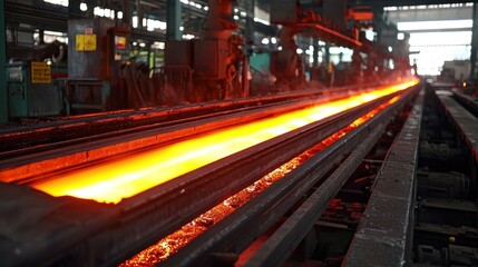 Obraz premium Molten Metal Flowing Through Steel Mill