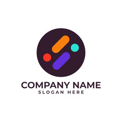 abstract shapes in a dynamic arrangement within a dark circle, suggesting connection, community, and collaboration, creativity, while the overall design is modern and visually appealing.