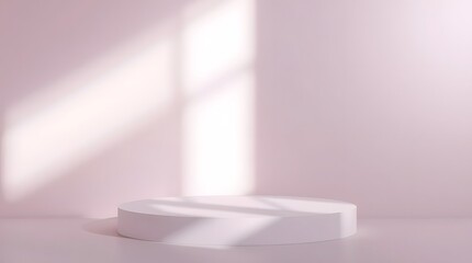 Fototapeta premium 3d render peach pastel podium scene mockup with window shadow overlay