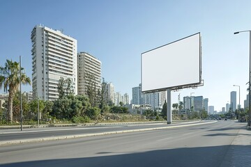 Obraz premium Blank Billboard in Urban Setting Awaits Advertisement