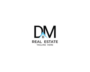 Modern Letter DM and real estate logo design