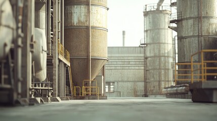 Obraz premium Industrial Complex: A Glimpse into the Heart of Manufacturing