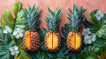 Fototapeta premium Tropical Pineapple Botanical Pattern