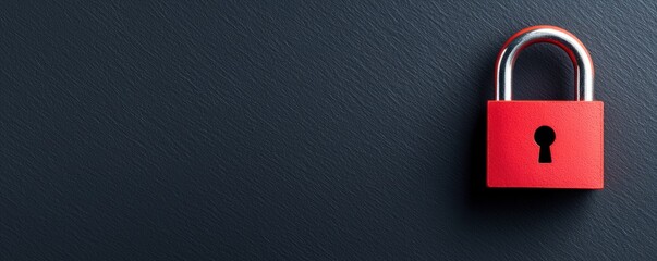 Red padlock symbolizing security dark background conceptual image