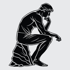 Thinker image silhouette vector art and illustration