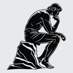 Thinker image silhouette vector art and illustration