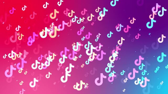 January 15, 2025 Ukraine, Dnepr. Colored background with tiktok icons. Multicolored tiktok icons