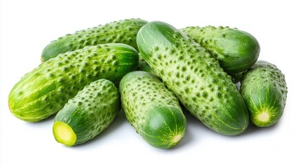 A table displays an abundant arrangement of fresh cucumbers, showcasing their vibrant green color and crisp texture, ready for use in various dishes.