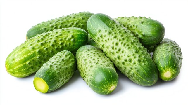 A table displays an abundant arrangement of fresh cucumbers, showcasing their vibrant green color and crisp texture, ready for use in various dishes.