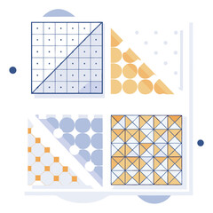 Monochrome Geometric Grid Patterns: Repeating Abstract Designs for Modern Backgrounds art line print