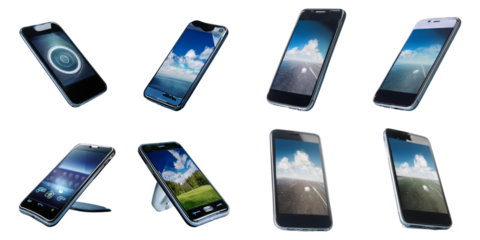 Mobile phones evolution, set collection, mega bundle, isolated on transparent background