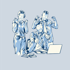Workers having fun office Vector Illustration _ 02