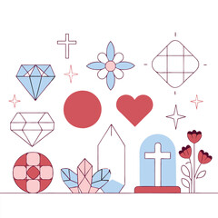 Elegant Black & White Geometric Diamond Icons: Modern Design Elements for Branding and Web Design   