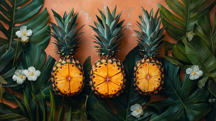 Fototapeta premium Tropical Pineapple Botanical Pattern