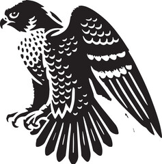 Black Color Peregrine Falcon Silhouette Vector Illustration, Solid White Background. minimal vector design