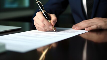 A photo of a person signing insurance documents