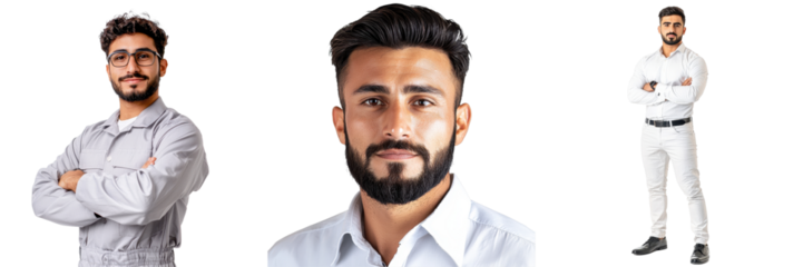 Professional Male Portraits in Stitched Style for Diverse Use