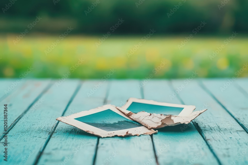 Poster Damaged Smartphone Display on Rustic Wooden Table Surrounded by Natural Light Creating a Mood of Disappointment and Reflection in Everyday Life
