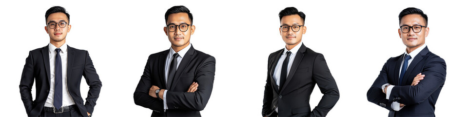 Professional Businessman Posed in Stitched Image Series on White Background