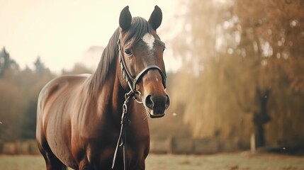 Obraz premium A photo of a horse practicing ground manners