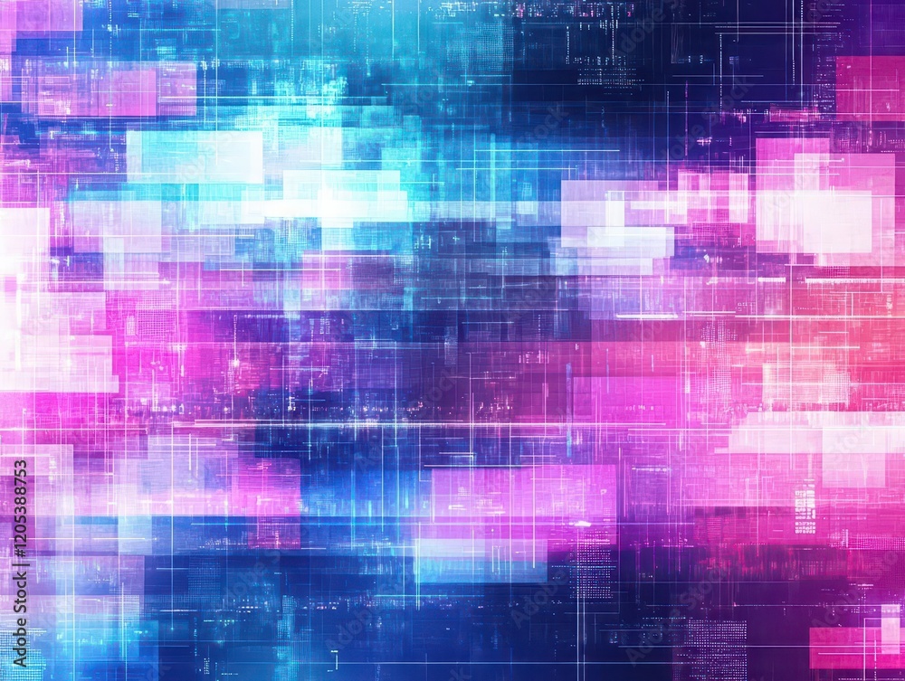 Aufkleber Vibrant Abstract Technology Background Featuring Colorful Geometric Squares in Dynamic Arrangement Evoking Innovation Creativity and Modern Aesthetics
