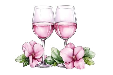 Valentine's day love celebration watercolor style romantic drinks cozy setting artistic view