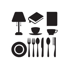 Housework Icon Set ,daily use in house hold in solid 