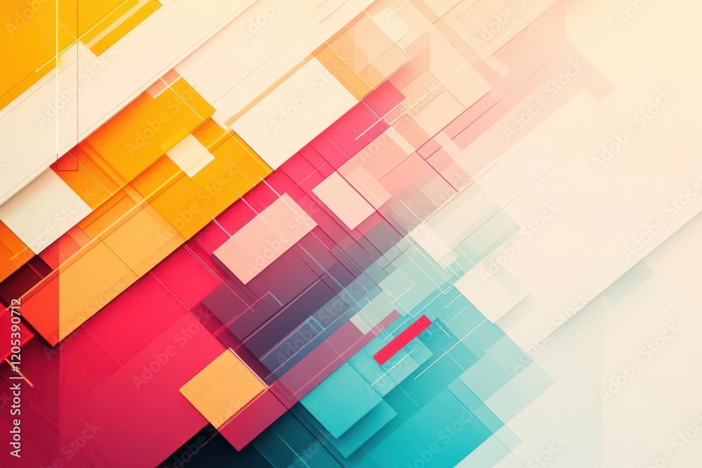 Aufkleber vibrant abstract geometric background featuring colorful squares in a dynamic composition evoking en