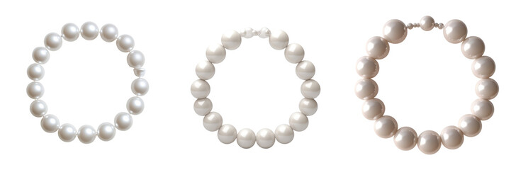 Obraz premium Lustrous pearl necklaces in various sizes, showcasing elegance and smoothness