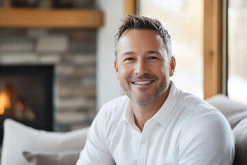 Smiling man relaxing at home