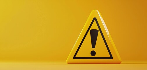 Cautionary sign displaying warning symbol indoor environment safety equipment yellow background alertness concept