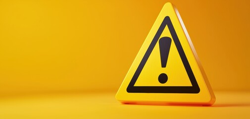 Warning sign alerting drivers urban area image yellow background close-up safety awareness