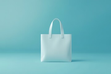 Blank White Shopping Bag Against a Vibrant Blue Background