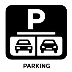 Parking logo icon silhouette vector. Car parking sign. Parking icon on a white background. 