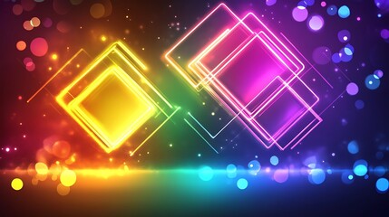 Obraz premium Abstract Colorful Neon Squares Glowing Brightly