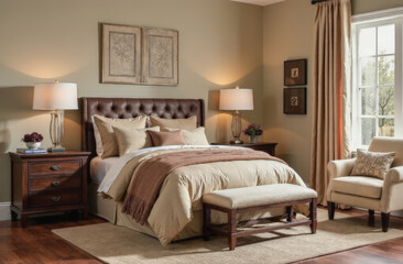 the cozy interior of the room, made in the fashionable color of mocha mousse. modern fashion trends. comfortable environment