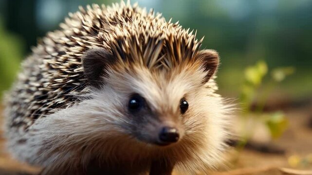 Adorable hedgehog exploring a lush forest setting