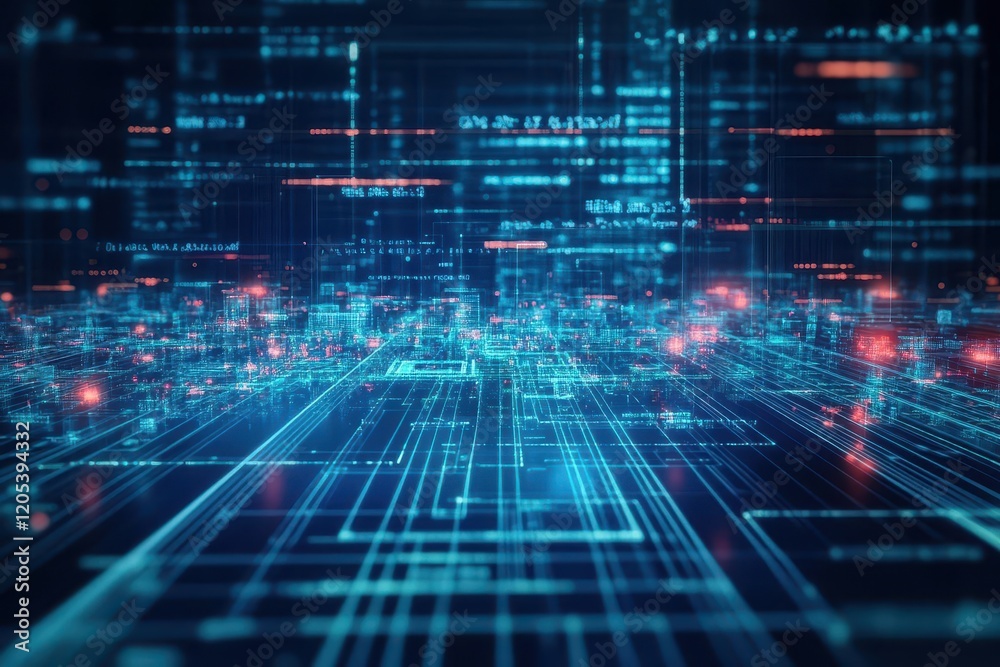 Aufkleber dynamic abstract technology background featuring vivid blue and red lights evoking innovation energy
