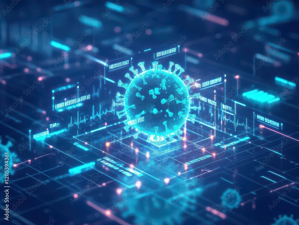 Aufkleber Futuristic Blue and Pink Abstract Background Featuring a Transparent Globe Symbolizing Global Connection and Technology in a Modern Digital Environment