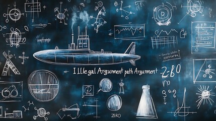 A chalkboard filled with various equations and symbols background