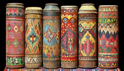 Colorful Traditional Drums on Display