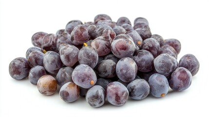 Fototapeta premium A close-up view of a fresh pile of grapes arranged on a clean white surface, showcasing their vibrant color and natural texture.