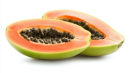 A halved papana showcases its soft texture and rich color, highlighting the dessert's unique features and inviting presentation.