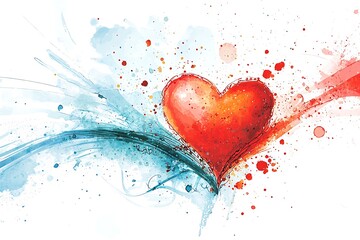 Valentine's day love celebration watercolor style artwork heart theme colorful background