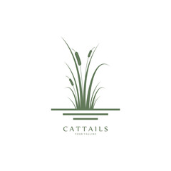 cattail logo vector illustration design, cattail silhouette vector design