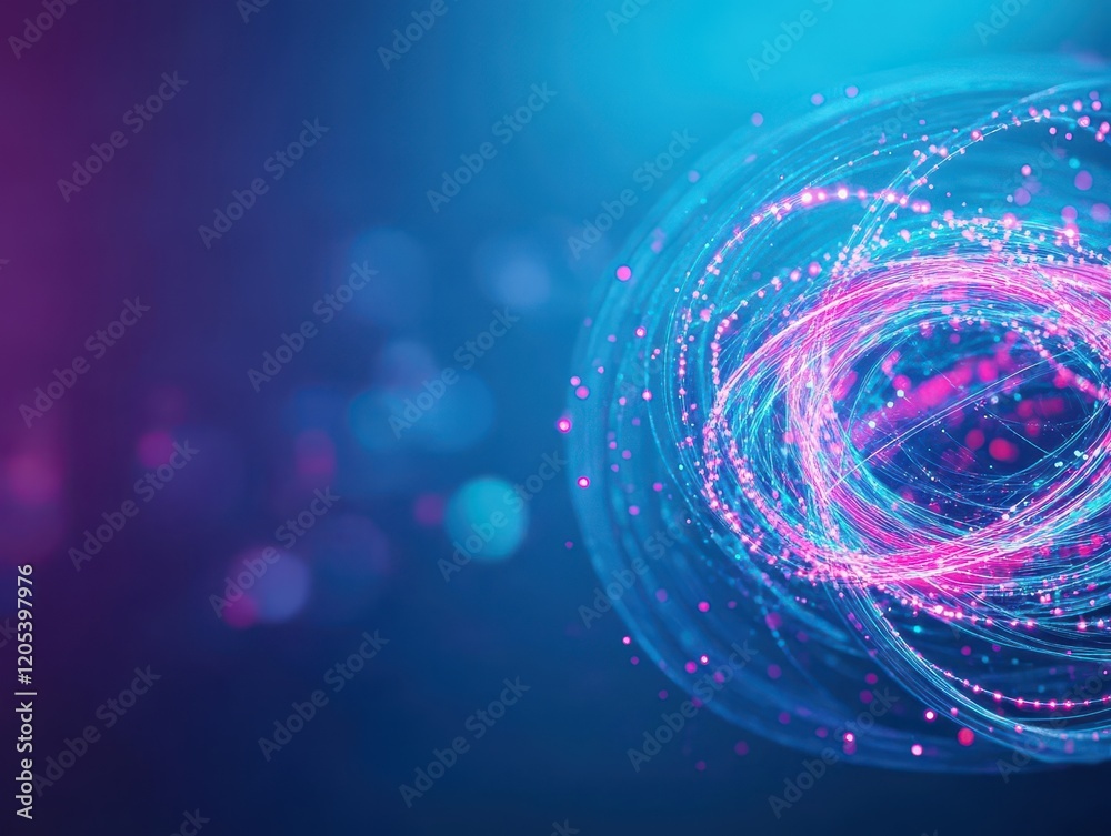 Poster Vibrant Blue and Pink Abstract Background Featuring a Circular Shape Evoking Dreamlike Atmosphere with Fluid Patterns and Soft Color Gradations