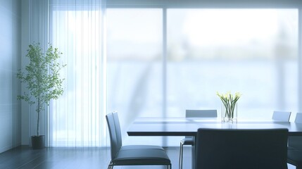 Serene Minimalist Dining Room Interior Design with Natural Light